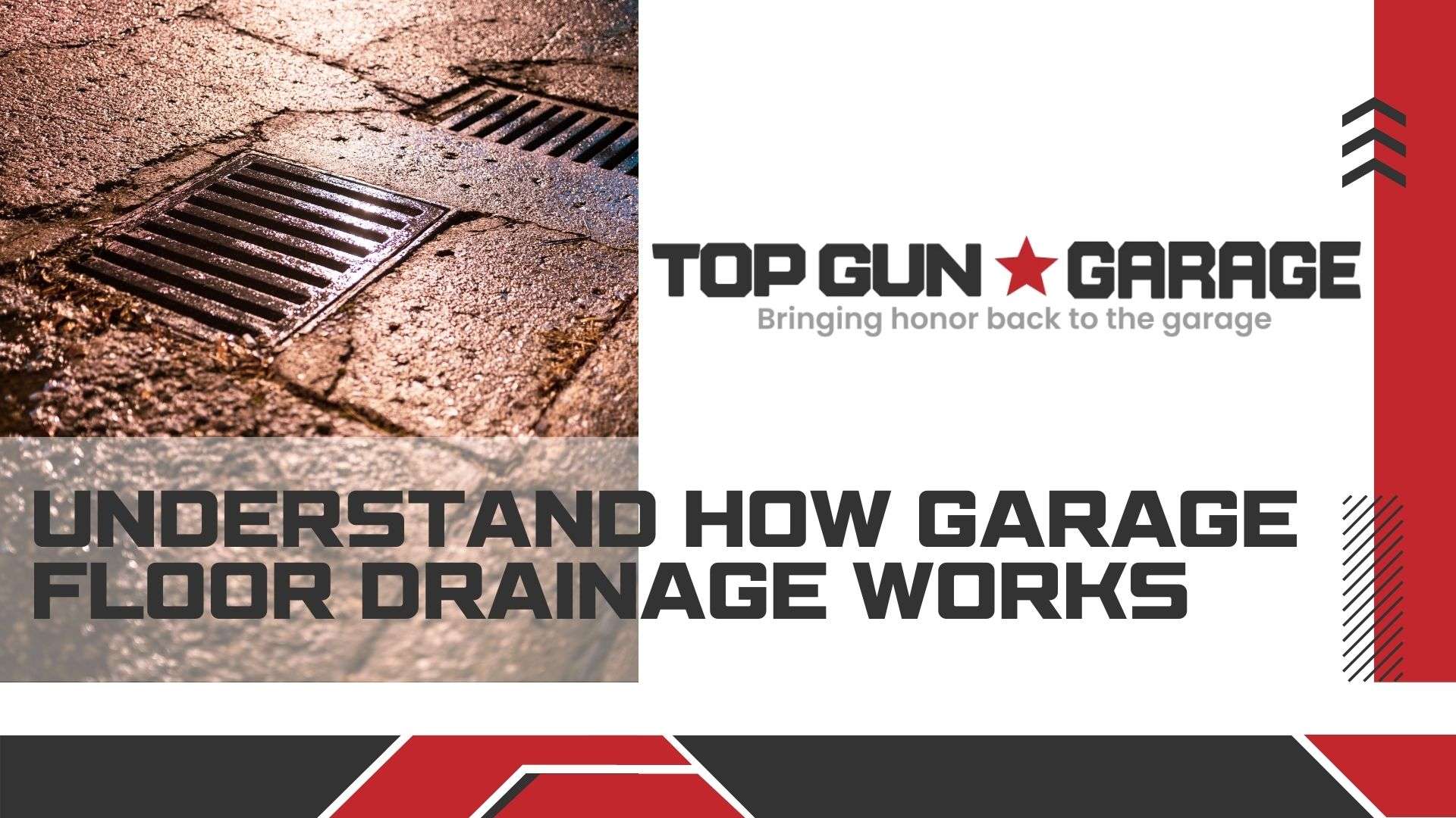 |how garage floor drainage works with epoxy naples|A close-up view of a garage floor with a well-designed drainage system. The floor has a smooth